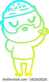 dibujo de una línea de gradiente frío de un tierno caricaturista con barba
