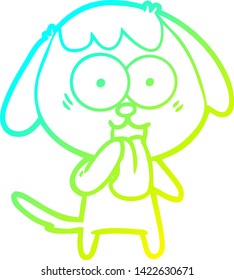 dibujo de línea de gradiente frío de un perro de dibujos animados lindo