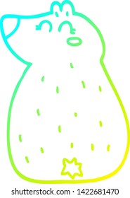 dibujo de línea de gradiente frío de un oso de dibujos animados lindo