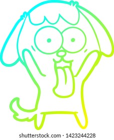 cold gradient line drawing of a cute cartoon dog