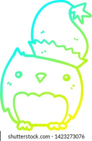 cold gradient line drawing of a cute christmas owl