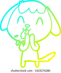 cold gradient line drawing of a cute cartoon dog