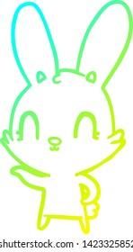 cold gradient line drawing of a cute cartoon rabbit