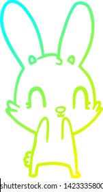 cold gradient line drawing of a cute cartoon rabbit