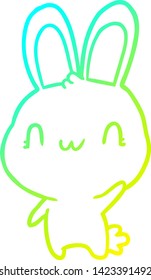 cold gradient line drawing of a cute rabbit waving