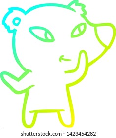 dibujo de línea de gradiente frío de un oso de dibujos animados lindo