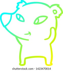 cold gradient line drawing of a cute cartoon bear