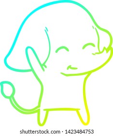 cold gradient line drawing of a cute cartoon elephant