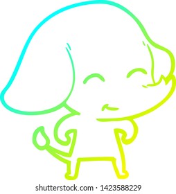 dibujo de línea de gradiente frío de un tierno elefante de dibujos animados