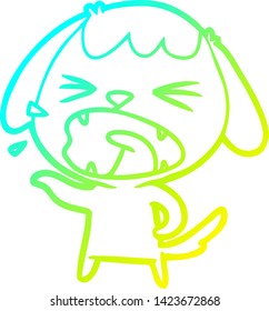 cold gradient line drawing of a cute cartoon dog barking