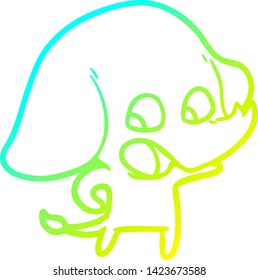 dibujo de línea de gradiente frío de un tierno elefante de dibujos animados
