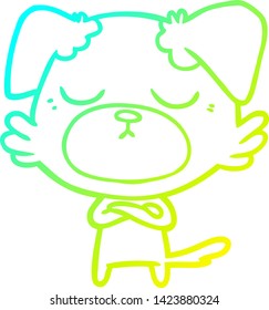 dibujo de línea de gradiente frío de un perro de dibujos animados lindo