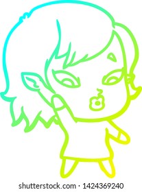 dibujo de una linea de gradiente frío de una linda caricaturista chica vampiro