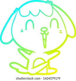 cold gradient line drawing of a cute cartoon dog crying