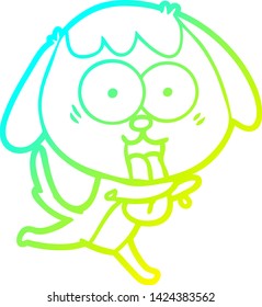 cold gradient line drawing of a cute cartoon dog