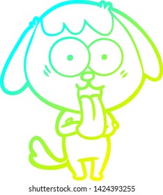 cold gradient line drawing of a cute cartoon dog
