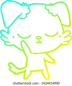 cold gradient line drawing of a cute cartoon dog