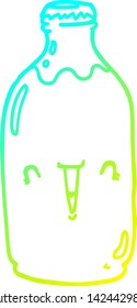 dibujo de línea de gradiente frío de una botella de leche de dibujos animados tierno