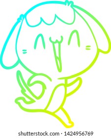 cold gradient line drawing of a cute cartoon dog