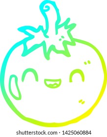 cold gradient line drawing of a cute cartoon tomato
