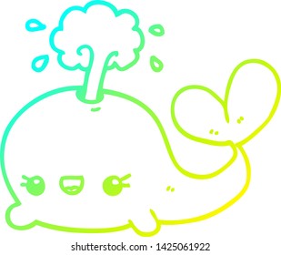 dibujo de línea de gradiente frío de una ballena de dibujos animados adorable
