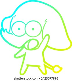 dibujo de línea de gradiente frío de un tierno elefante de dibujos animados