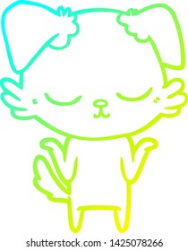 cold gradient line drawing of a cute cartoon dog
