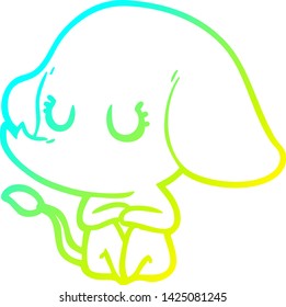 cold gradient line drawing of a cute cartoon elephant