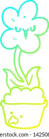 cold gradient line drawing of a cute cartoon flower