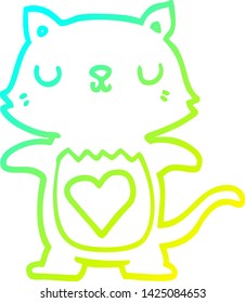 dibujo de línea de degradado frío de un gato lindo de dibujos animados