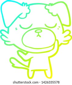 cold gradient line drawing of a cute cartoon dog