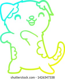 cold gradient line drawing of a cute cartoon puppy