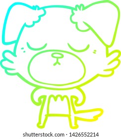 cold gradient line drawing of a cute cartoon dog