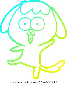 cold gradient line drawing of a cute cartoon dog