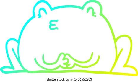 dibujo de línea de gradiente frío de una linda rana de dibujos animados