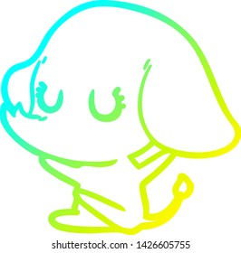 dibujo de línea de gradiente frío de un tierno elefante de dibujos animados