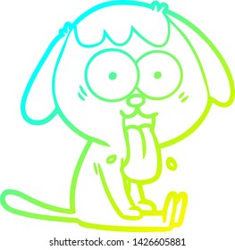 dibujo de línea de gradiente frío de un perro de dibujos animados lindo