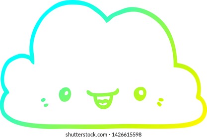 dibujo de línea de gradiente frío de una nube de dibujos animados adorable