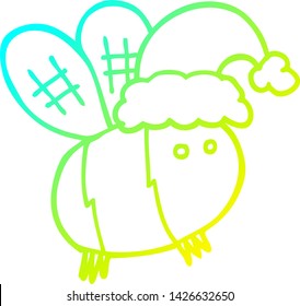 dibujo de una linda abeja de dibujos animados con sombrero de navidad