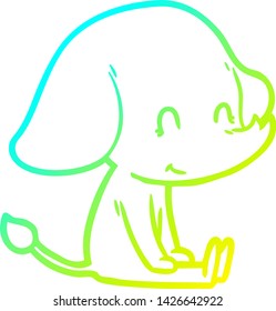 cold gradient line drawing of a cute cartoon elephant