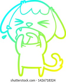 cold gradient line drawing of a cute cartoon dog barking