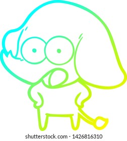 dibujo de línea de gradiente frío de un tierno elefante de dibujos animados