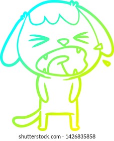 dibujo de línea de gradiente frío de un perro de dibujos animados lindo