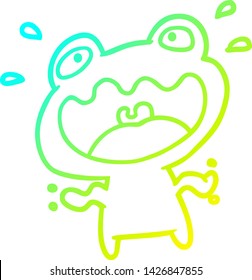 dibujo de línea de gradiente frío de una rana linda asustada