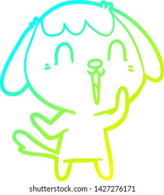 cold gradient line drawing of a cute cartoon dog