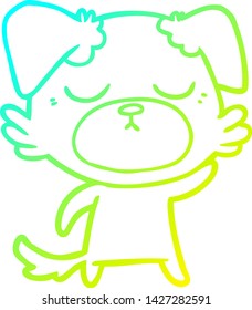 dibujo de línea de gradiente frío de un perro de dibujos animados lindo