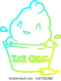 dibujo de línea de gradiente frío de un helado lindo