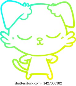 cold gradient line drawing of a cute cartoon dog