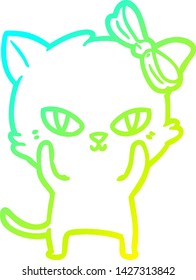 kalte Farbverlauf-Linienzeichnung einer süßen Cartoon-Katze