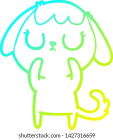 cold gradient line drawing of a cute cartoon dog